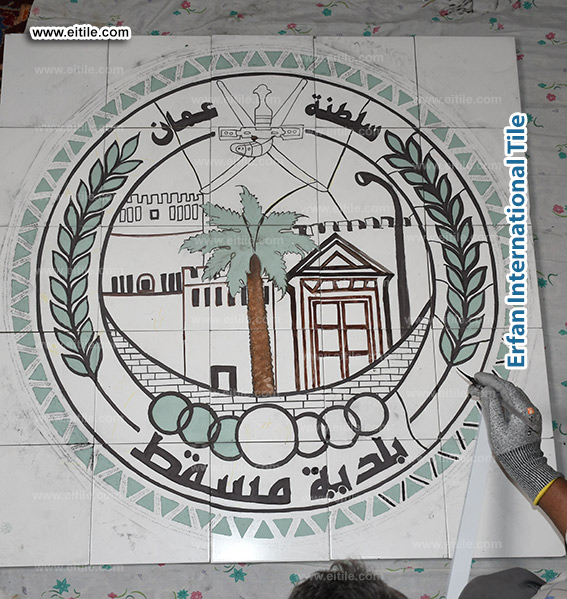 Hand painted tile panel work for Oman, Muscat municipality, www.eitile.com