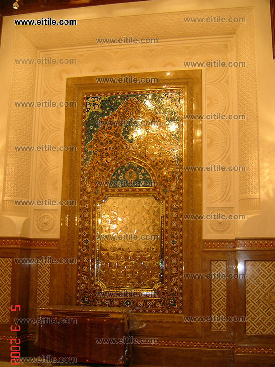 Moarragh Tile Panel in Muscat Oman 02Handmade Mosque tiles, Seven color tiles & Moarragh