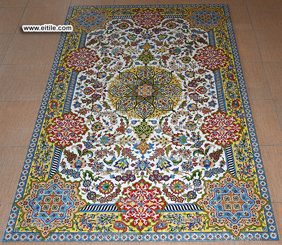 Flooring solutions with Iranian carpet tile design on handmade ceramics, www.eitile.com