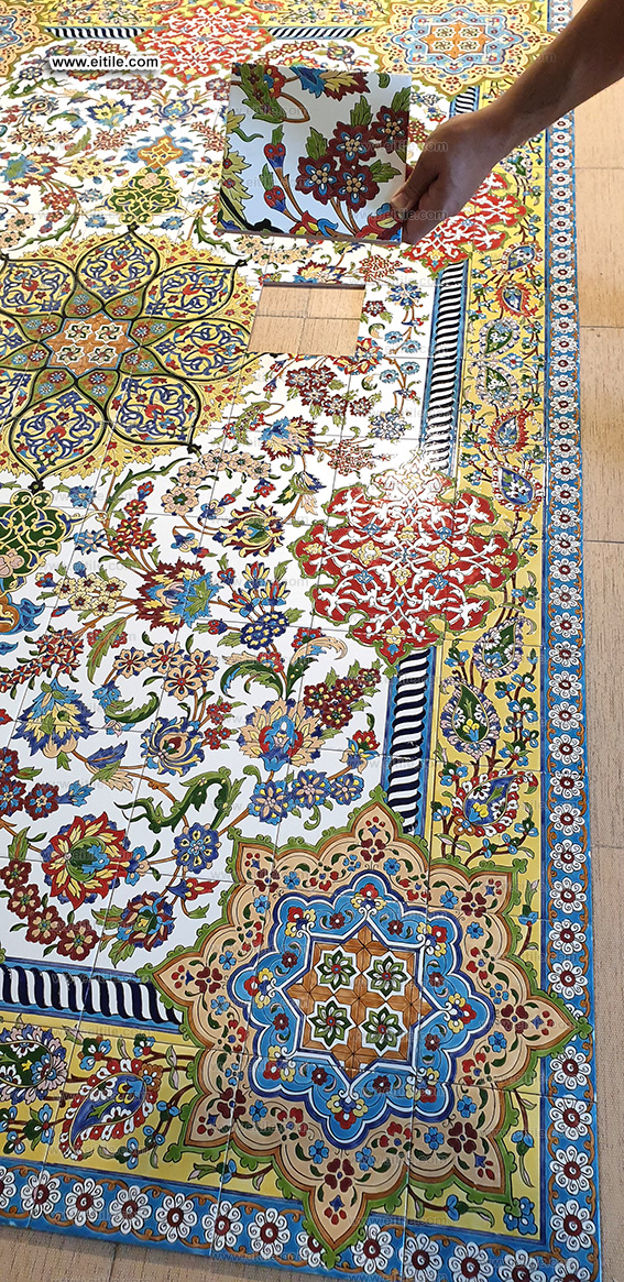 Handmade ceramic tiles with rug design for floor, www.eitile.com