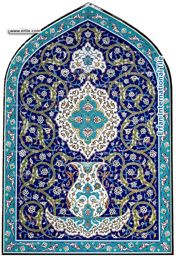 Multicolored mosaic tile panels reflecting traditional Iranian craftsmanship, ideal for mosque walls and floors. Unique artistic designs blending culture, spirituality, and vibrant colors, www.eitile.com