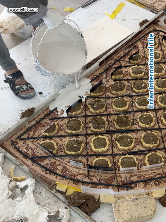 Waterjet-cut ceramic ventilation panel with intricate geometric patterns. www.eitile.com