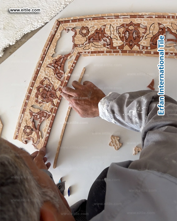 Precision-cut mosaic ventilation panel for architectural excellence. www.eitile.com