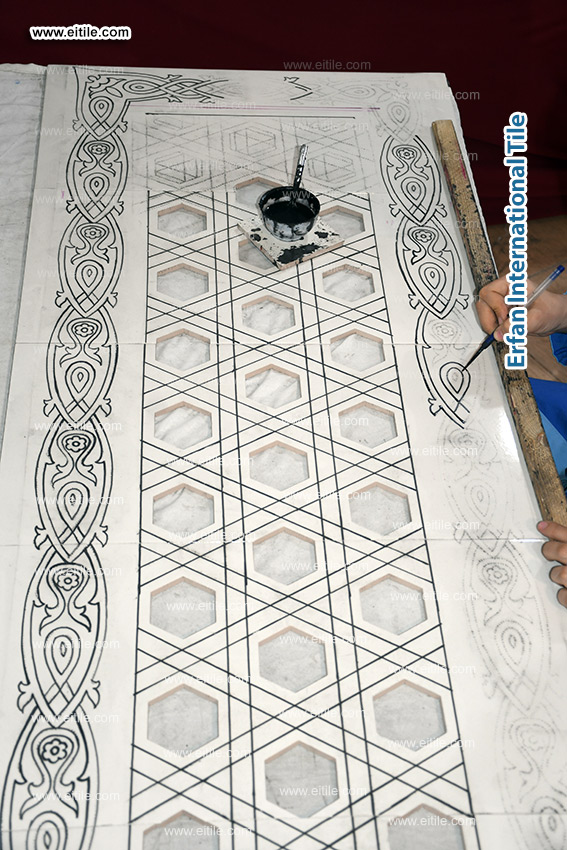 Traditional Islamic seven-color tilework for exterior façade ventilation panels, www.eitile.com Traditional Islamic seven-color tilework for exterior façade ventilation panels, www.eitile.com