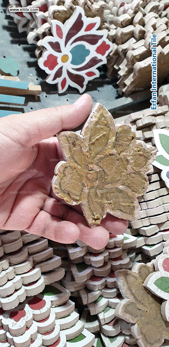 Precision-cut mosaic tile pieces by Eitile’s waterjet technology ensure flawless panel designs, www.eitile.com.