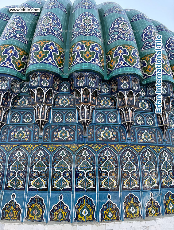 Samarkand Imam Al Moturidi's mausoleum dome tile renovation work, www.eitile.com