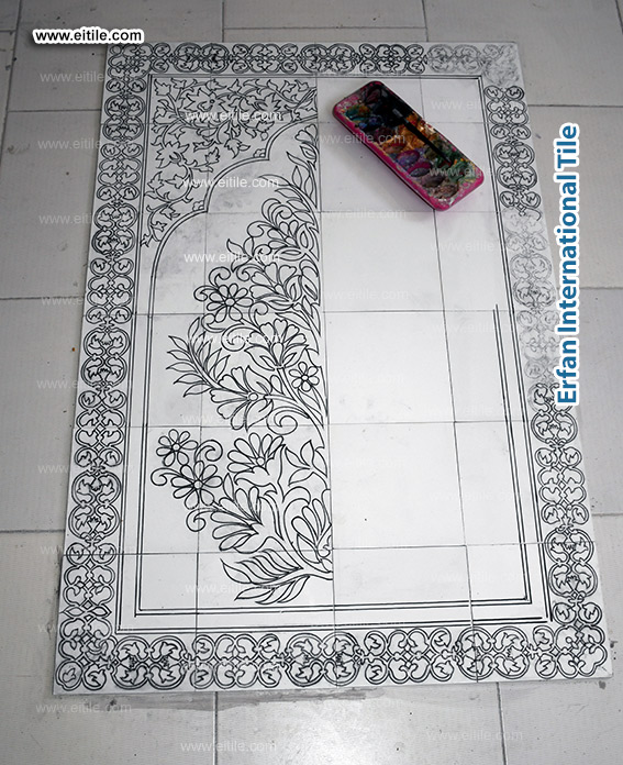 Eitile can design and manufacture any custom artwork or picture on handmade tiles, creating unique wall frames crafted with artisan precision, www.eitile.com