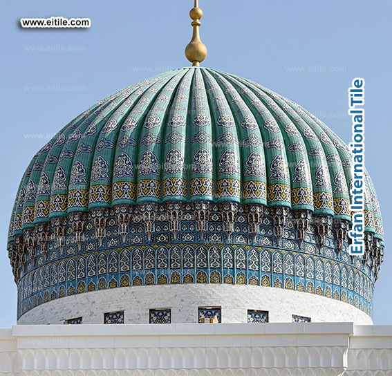 Samarkand Imam Al Moturidi's mausoleum dome tile renovation work, www.eitile.com