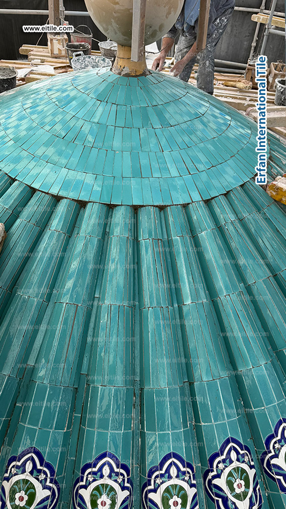 Samarkand Imam Al Moturidi's mausoleum dome tile renovation work, www.eitile.com