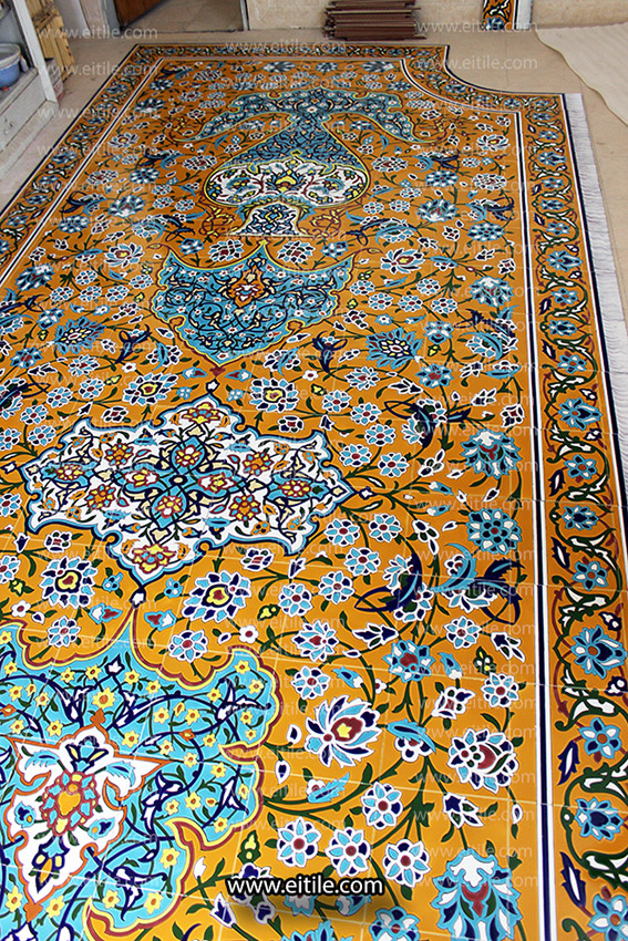 Handmade ceramic carpet tiles designed to elevate your flooring with cultural beauty, www.eitile.com